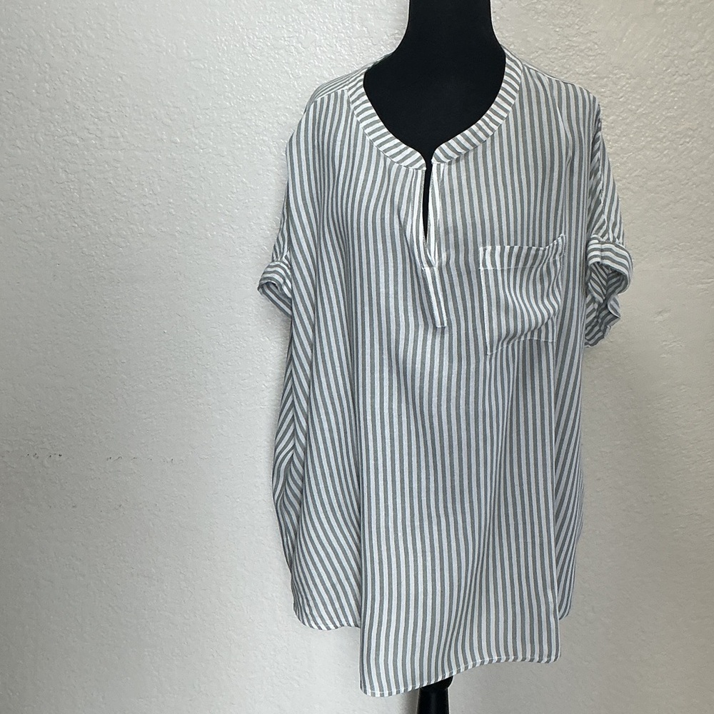 beachlunchlounge Blue and White Striped Blouse